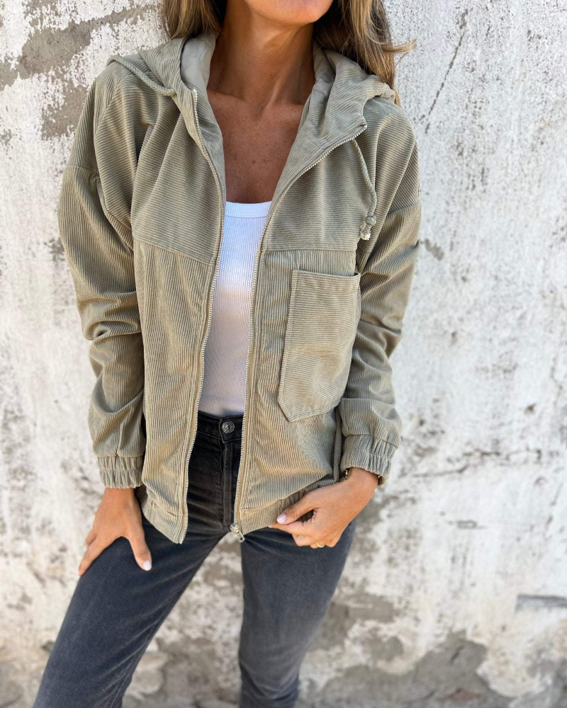 Ella™ | Veste à capuche en velours côtelé