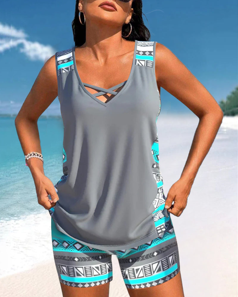 Lulu™ | Tankini avec imprimé géométrique et décolleté en V