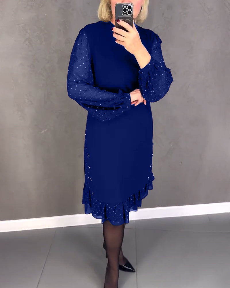 Gisèle™ | Robe élégante à manches longues et à pois