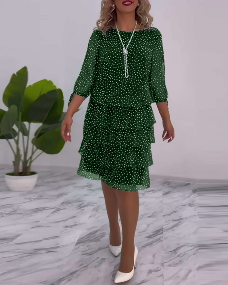Vérène™ | Robe à Pois Élégante et Superposée