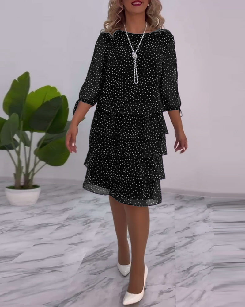 Vérène™ | Robe à Pois Élégante et Superposée