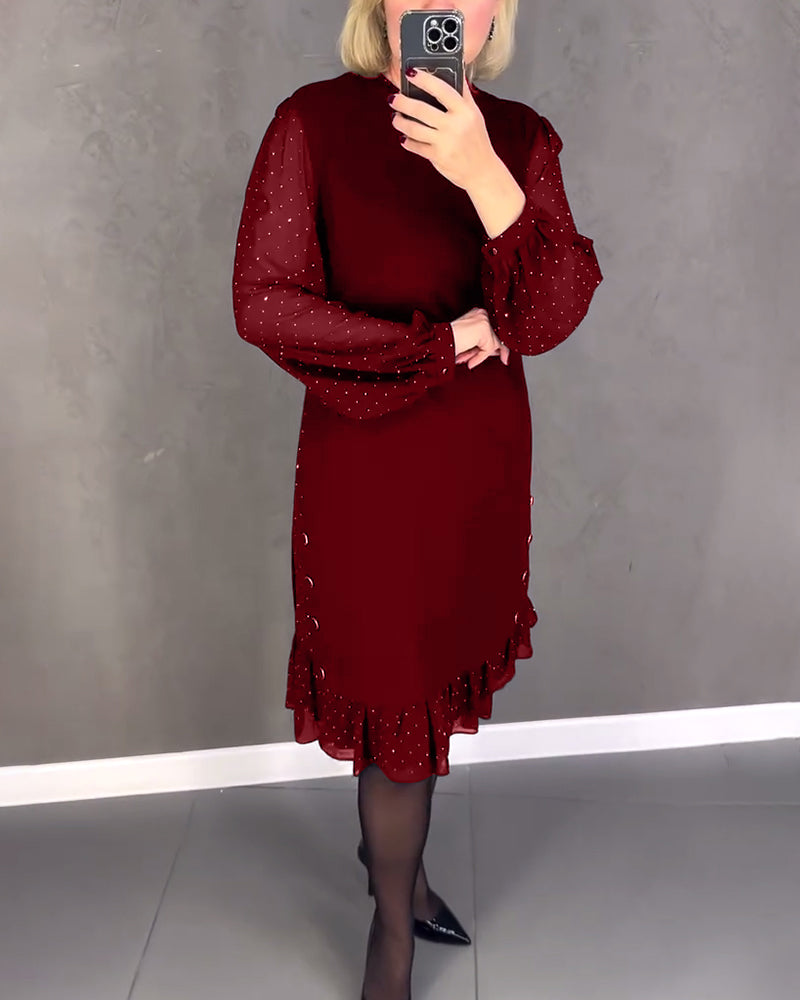 Gisèle™ | Robe élégante à manches longues et à pois