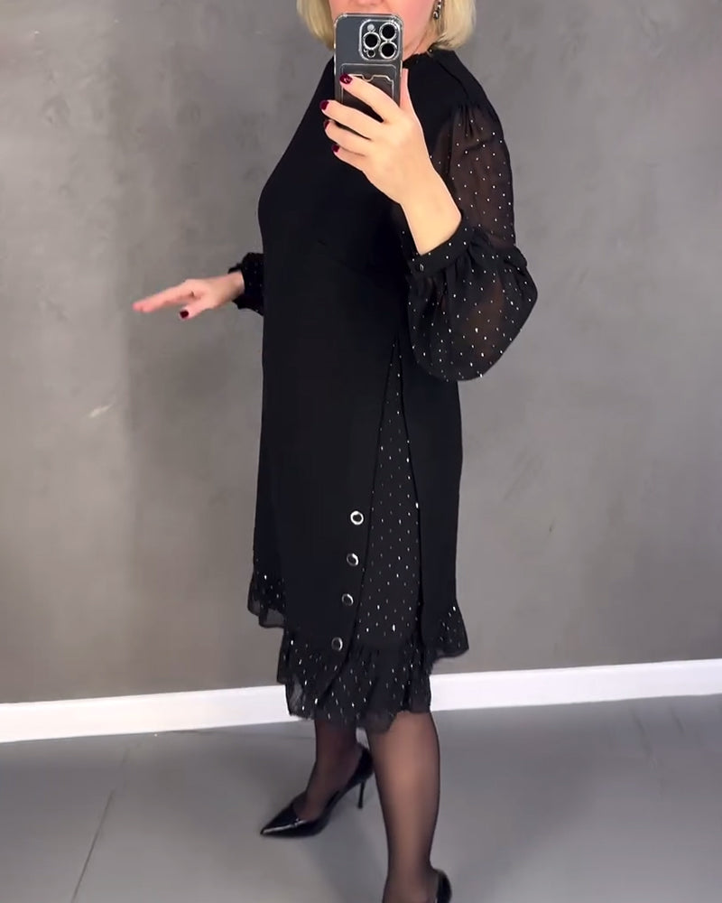 Gisèle™ | Robe élégante à manches longues et à pois