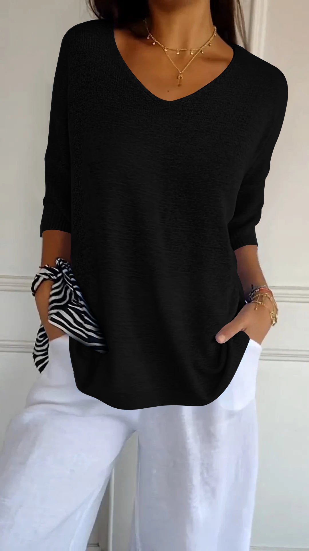 Anaé™ | Haut Tricot Aérien avec Col en V