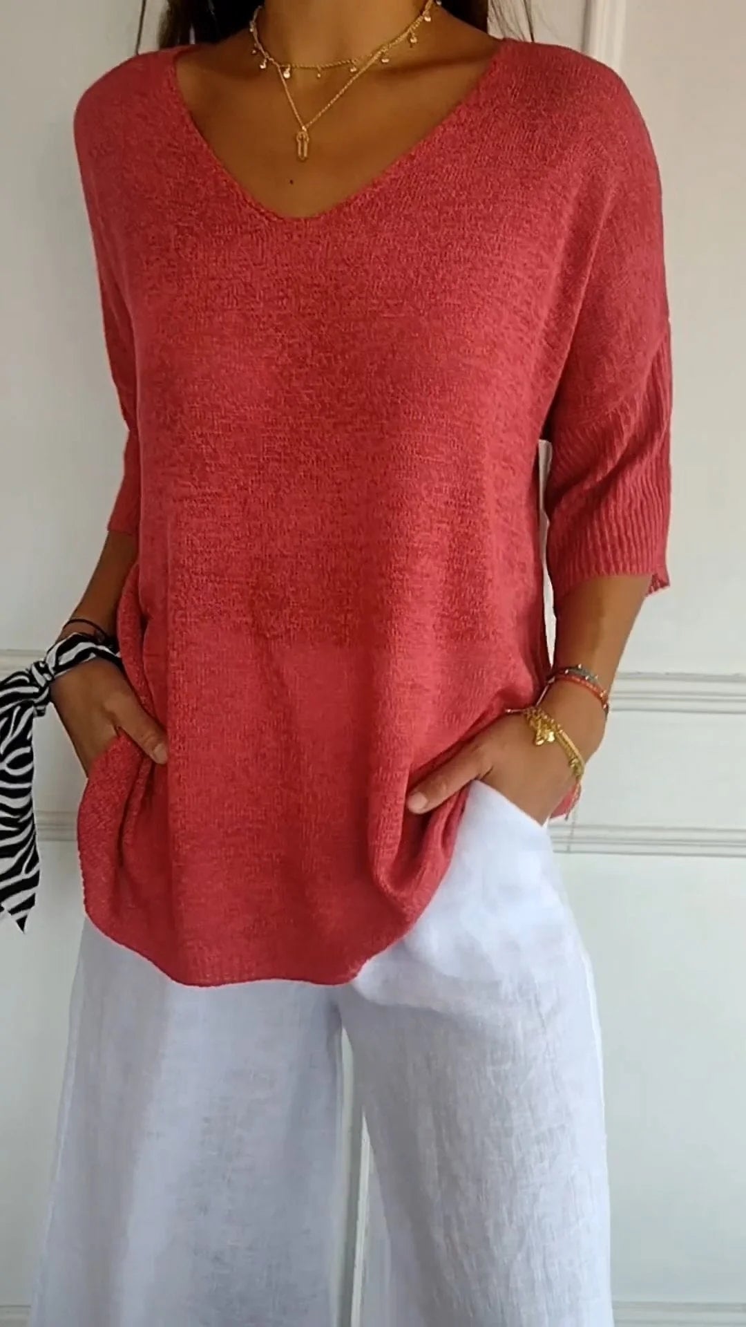 Anaé™ | Haut Tricot Aérien avec Col en V