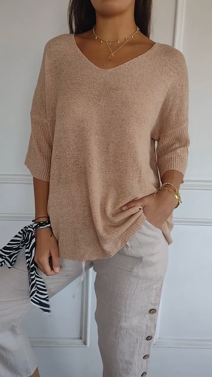 Anaé™ | Haut Tricot Aérien avec Col en V