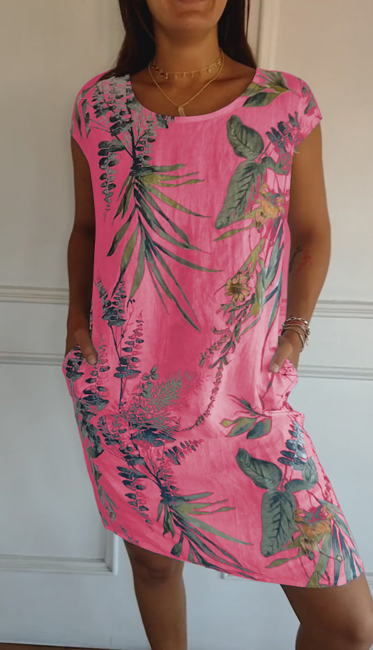 Florine™ | Robe à col rond et Imprimé Botanique