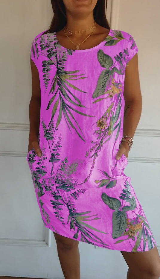 Florine™ | Robe à col rond et Imprimé Botanique
