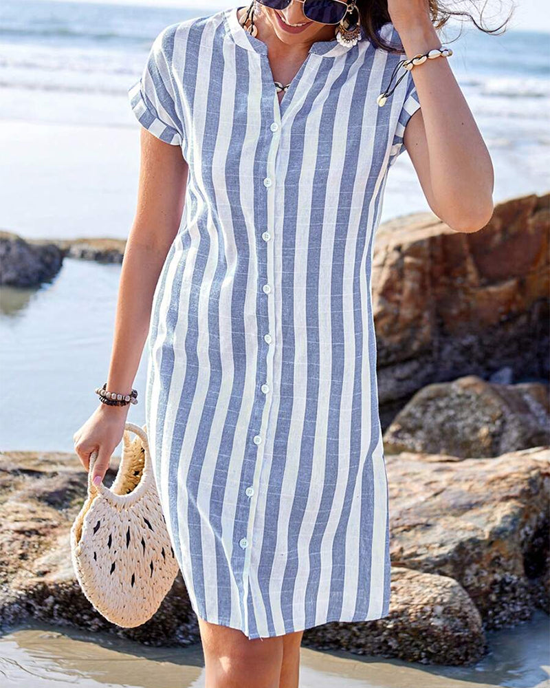 Marthe™ | Robe Chemise Rayée Élégante