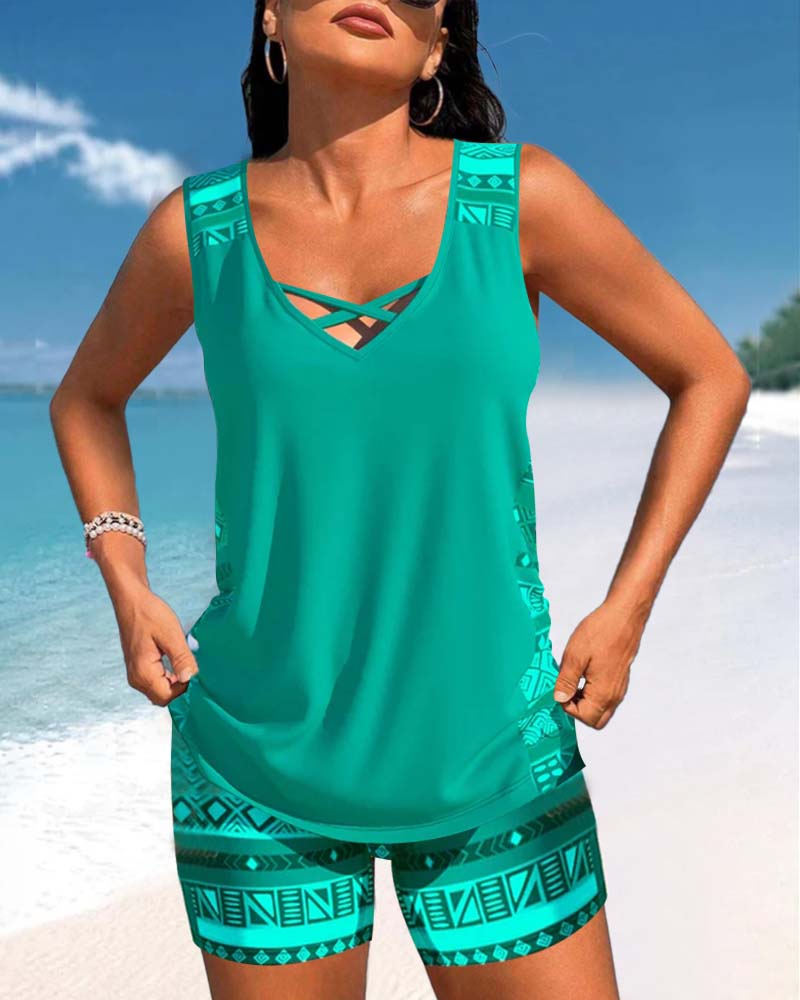 Lulu™ | Tankini avec imprimé géométrique et décolleté en V