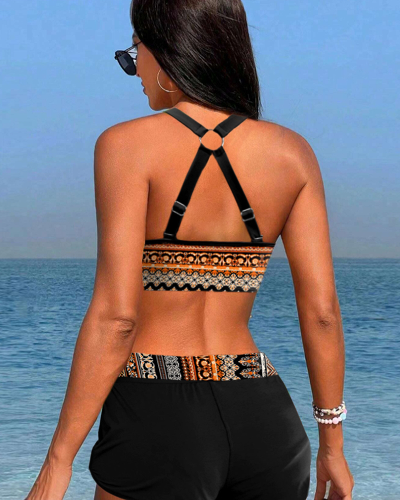Lulu™ | Bikini taille haute avec imprimé géométrique