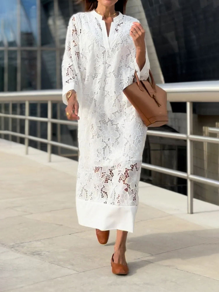 Véronique™ | Robe Midi Élégante à Broderie