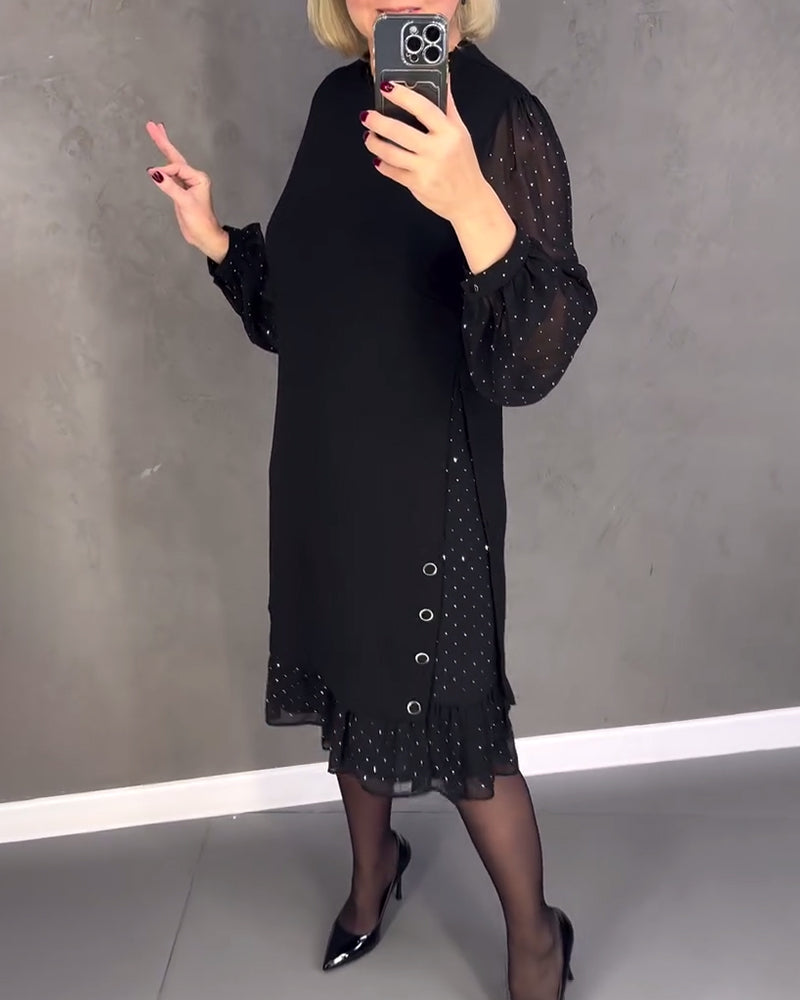 Gisèle™ | Robe élégante à manches longues et à pois