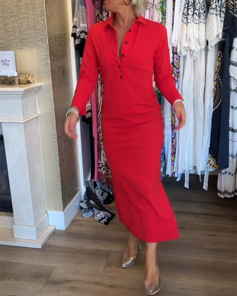Camille™ | Robe élégante unie avec fente