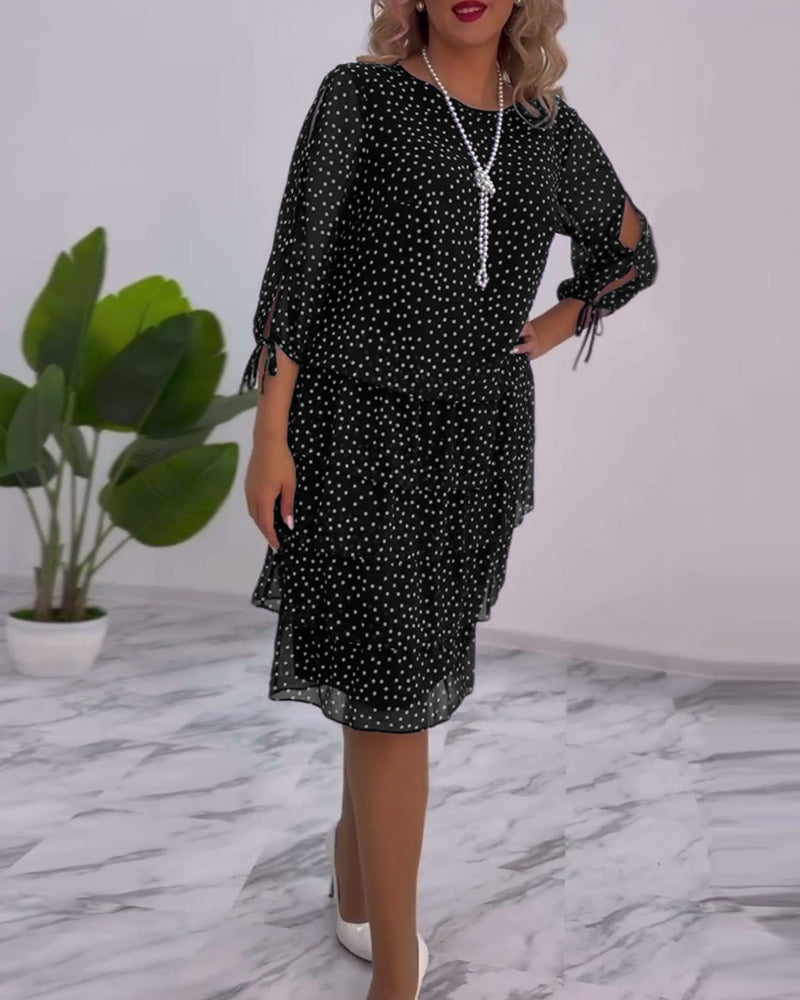 Vérène™ | Robe à Pois Élégante et Superposée