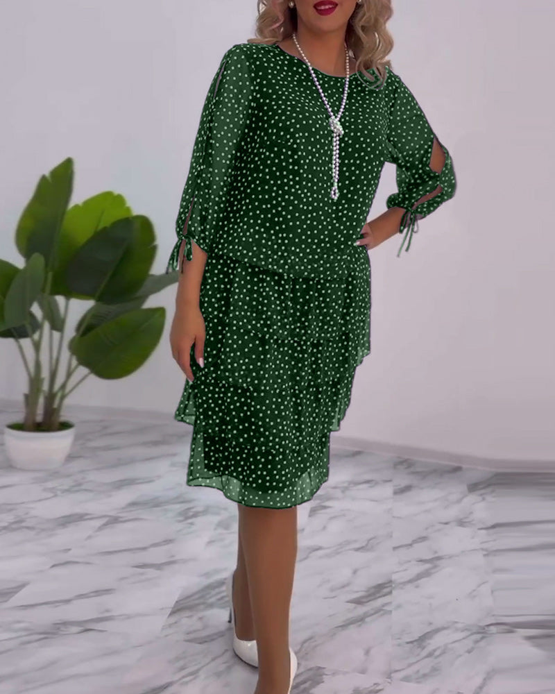 Vérène™ | Robe à Pois Élégante et Superposée