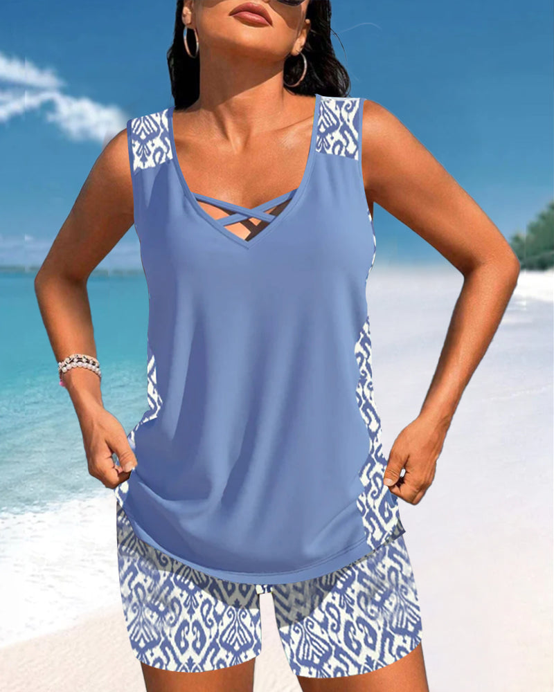 Lulu™ | Tankini avec imprimé géométrique et décolleté en V