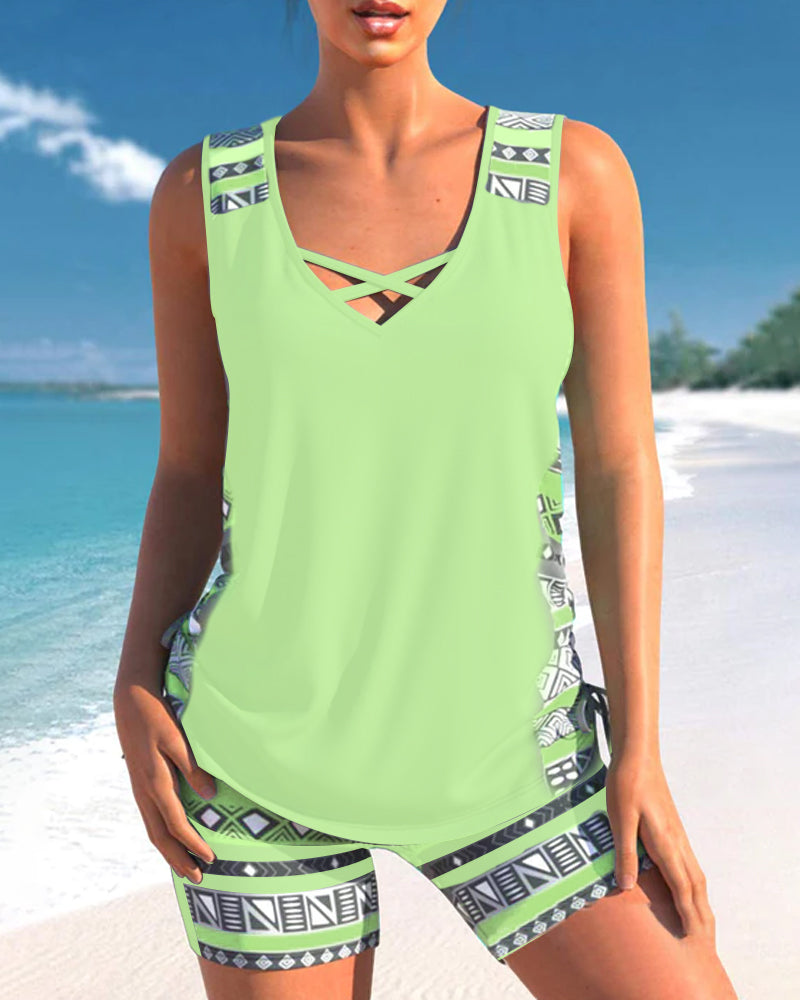 Lulu™ | Tankini avec imprimé géométrique et décolleté en V