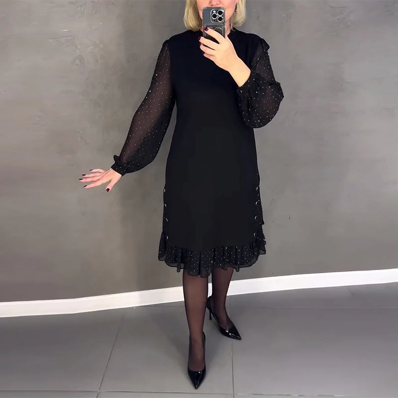 Gisèle™ | Robe élégante à manches longues et à pois