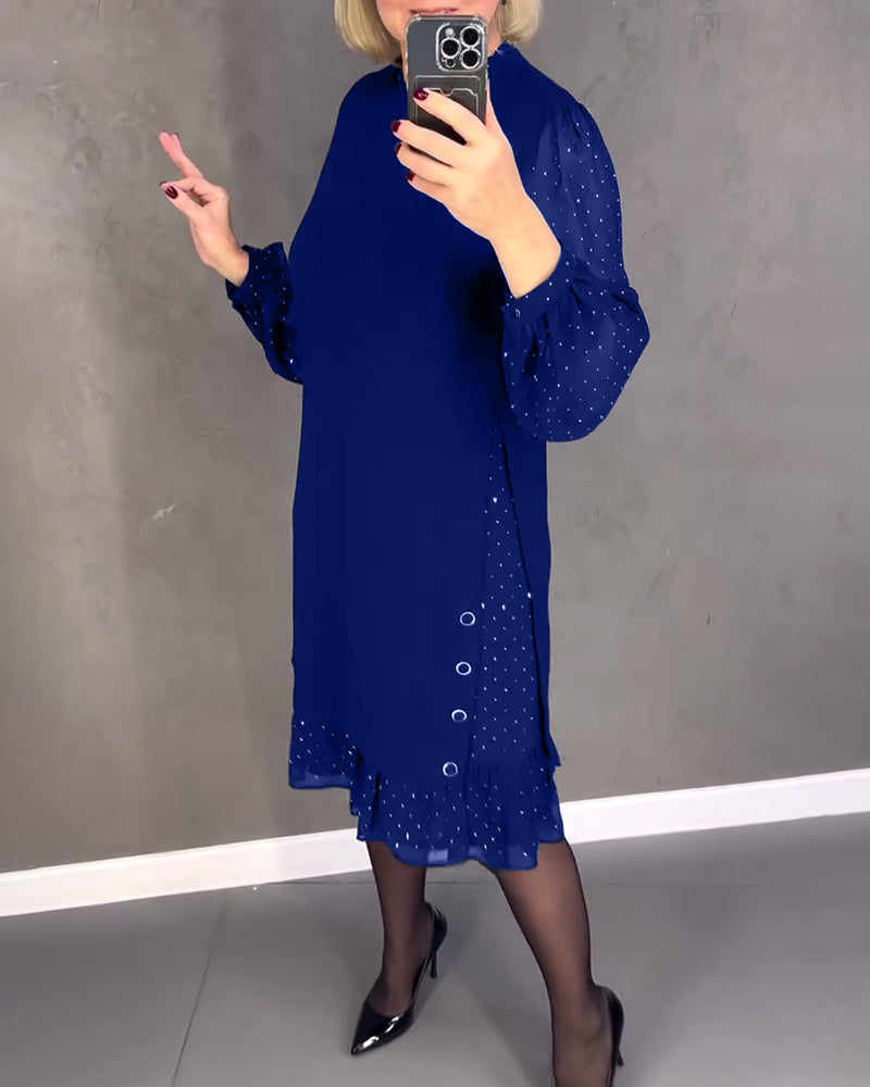 Gisèle™ | Robe élégante à manches longues et à pois