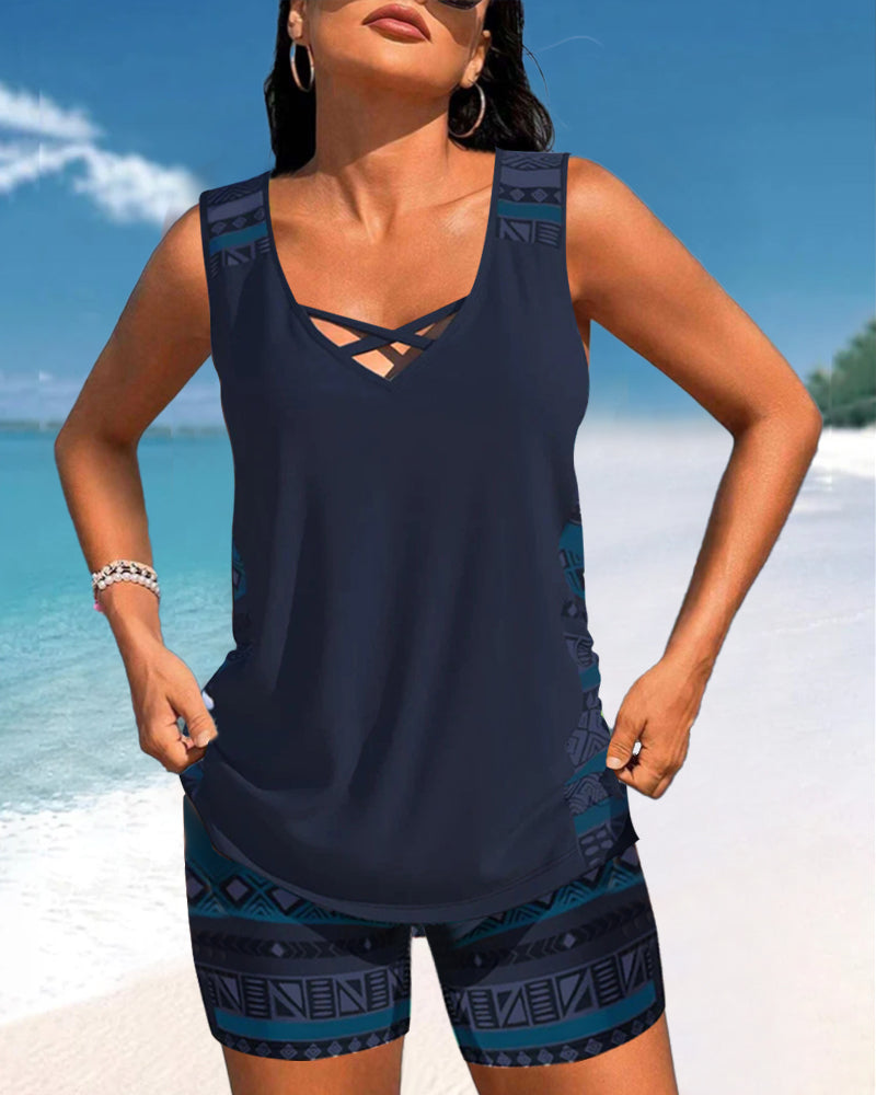 Lulu™ | Tankini avec imprimé géométrique et décolleté en V