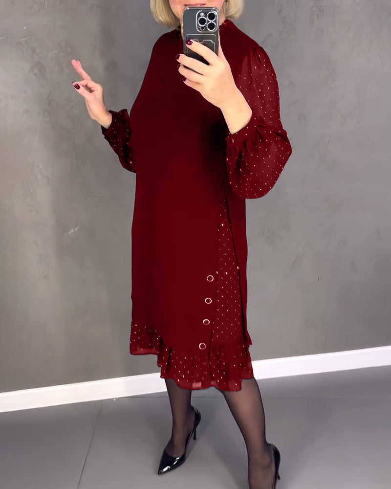 Gisèle™ | Robe élégante à manches longues et à pois