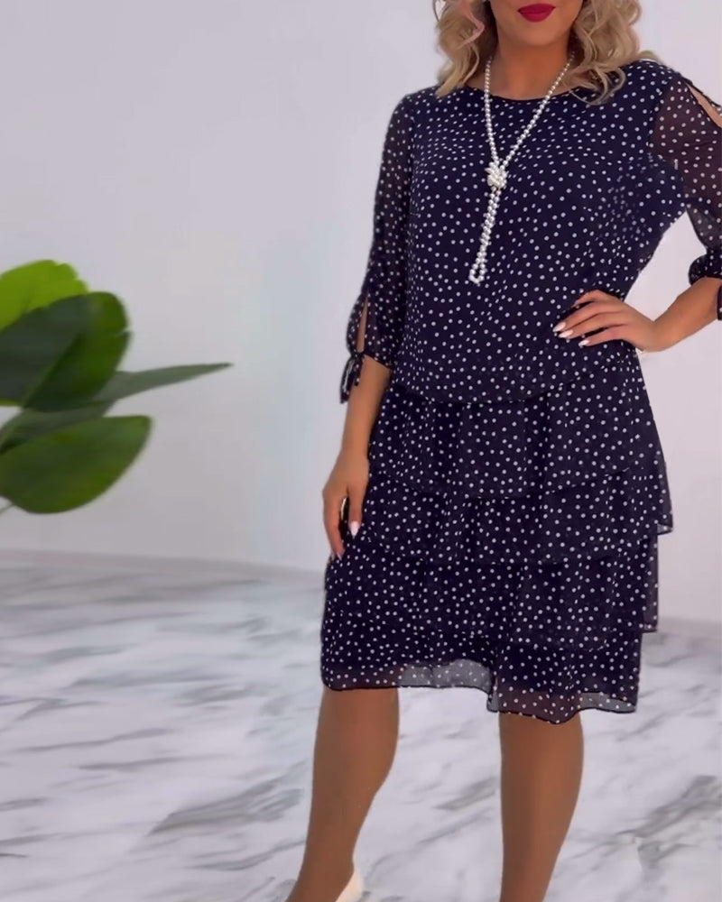 Vérène™ | Robe à Pois Élégante et Superposée