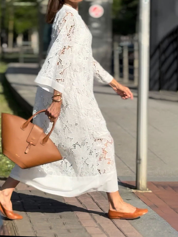 Véronique™ | Robe Midi Élégante à Broderie