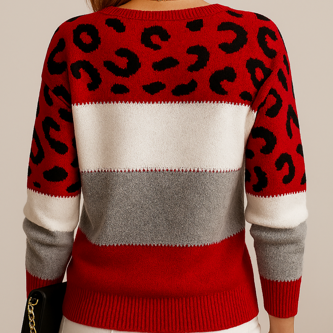 Emily™ | Pull en tricot avec motif léopard