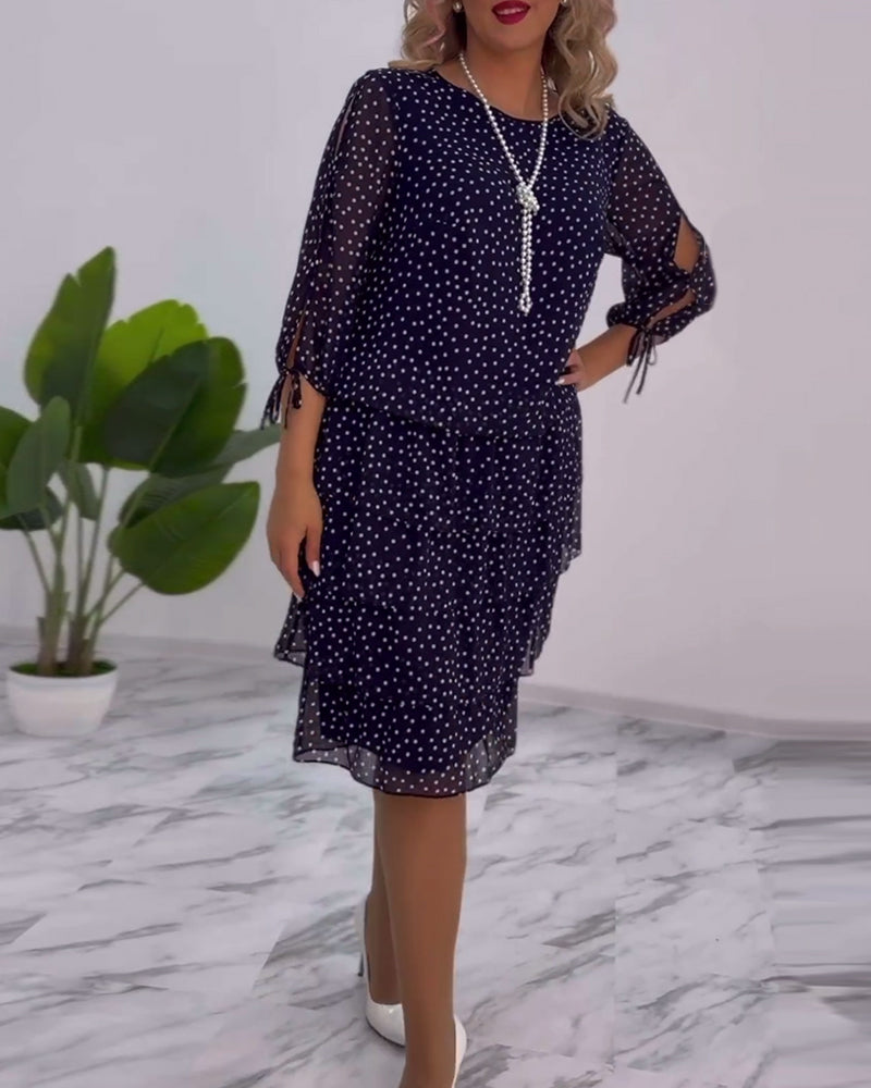 Vérène™ | Robe à Pois Élégante et Superposée
