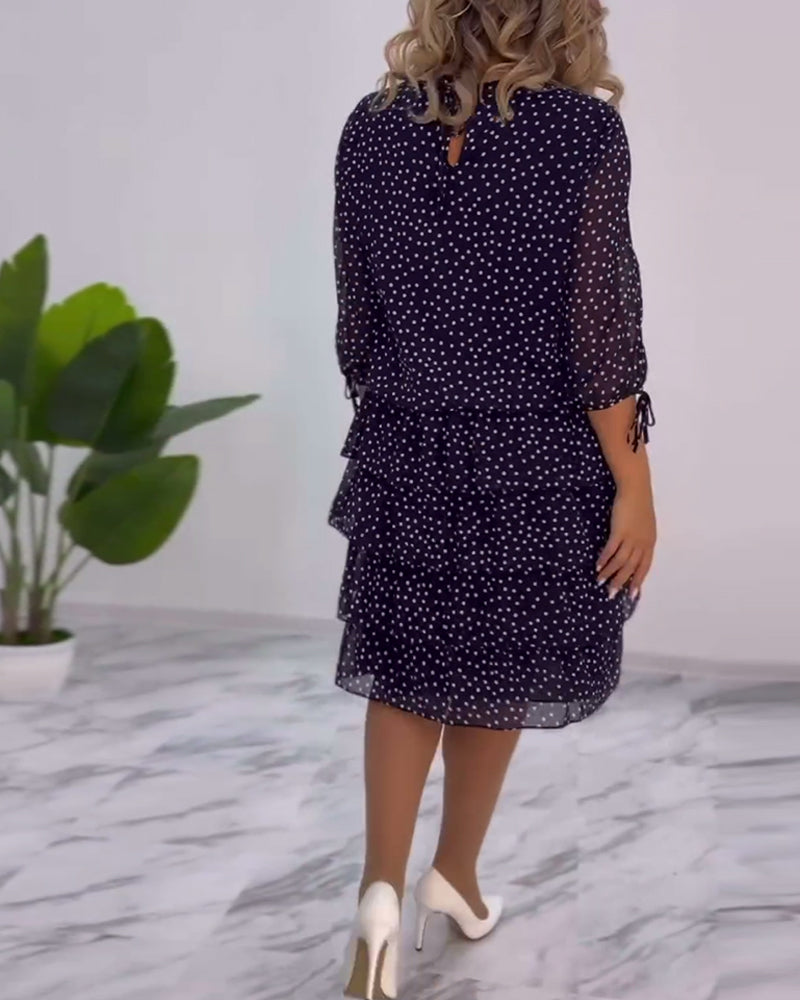 Vérène™ | Robe à Pois Élégante et Superposée