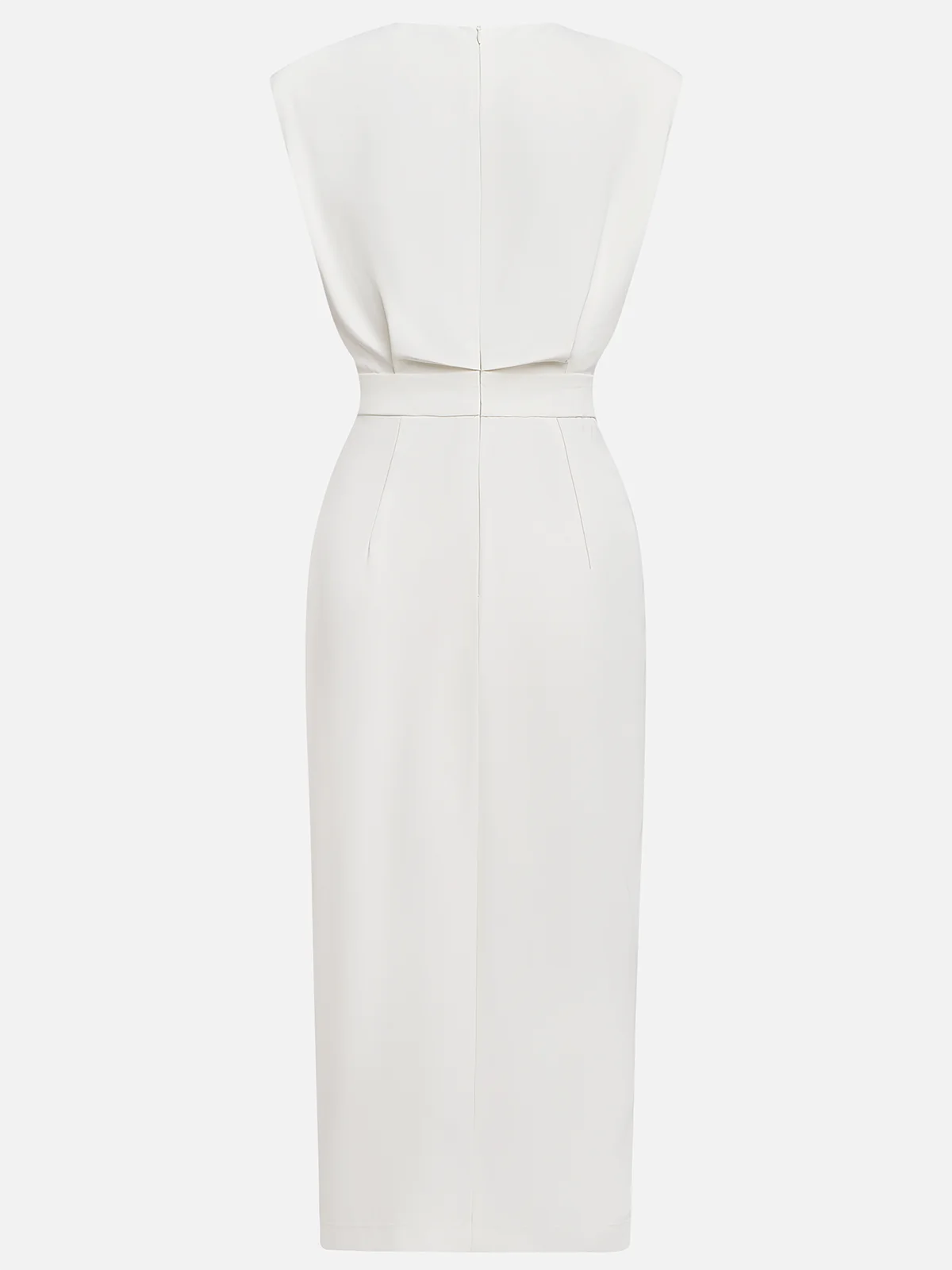 Malene™ | Robe midi unie avec fente à boutons et décolleté rond