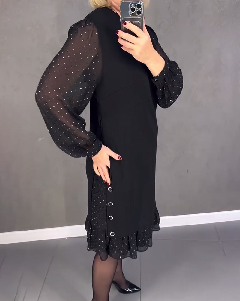 Gisèle™ | Robe élégante à manches longues et à pois