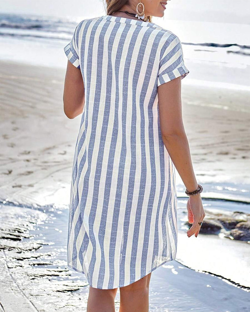 Marthe™ | Robe Chemise Rayée Élégante