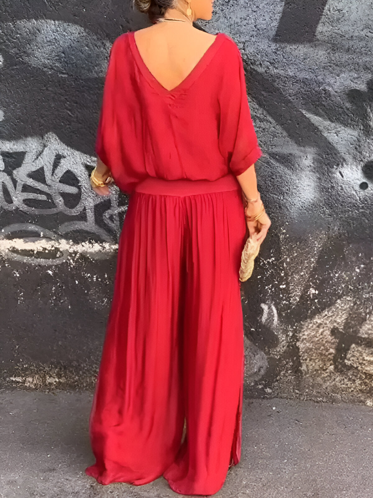 Louise™ | Ensemble élégant top col en V et pantalon