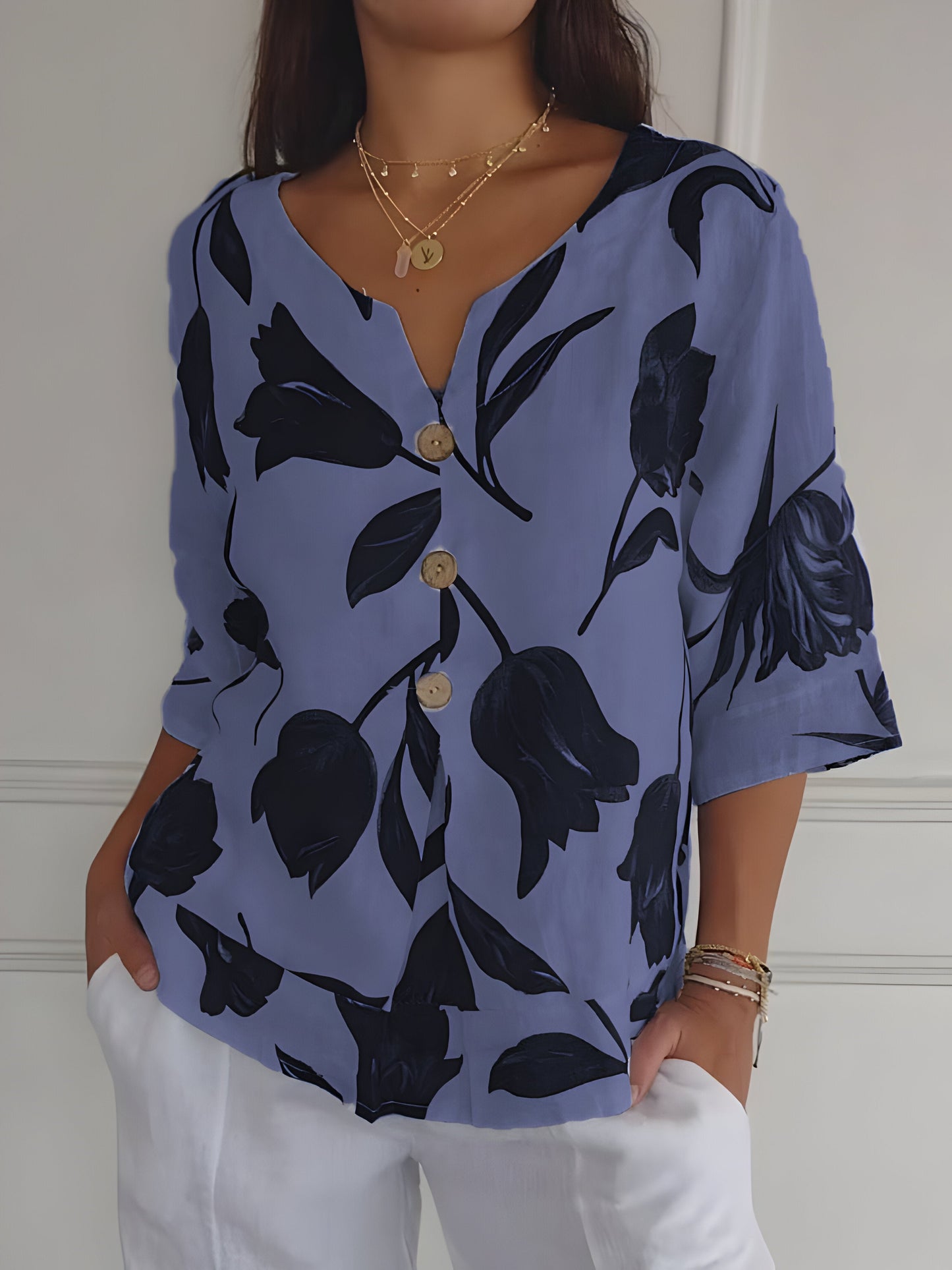 Léana™ | Blouse De Printemps à col en V