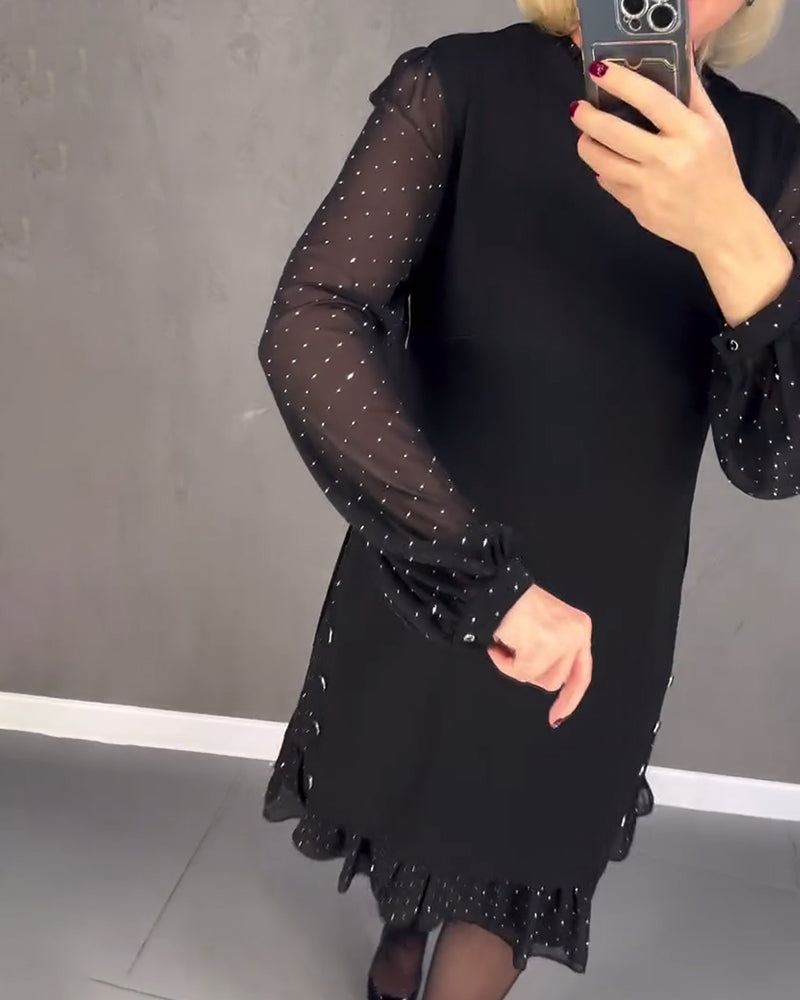 Gisèle™ | Robe élégante à manches longues et à pois