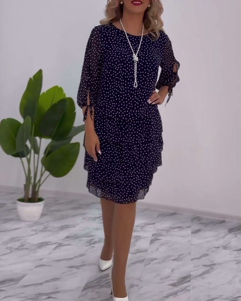 Vérène™ | Robe à Pois Élégante et Superposée