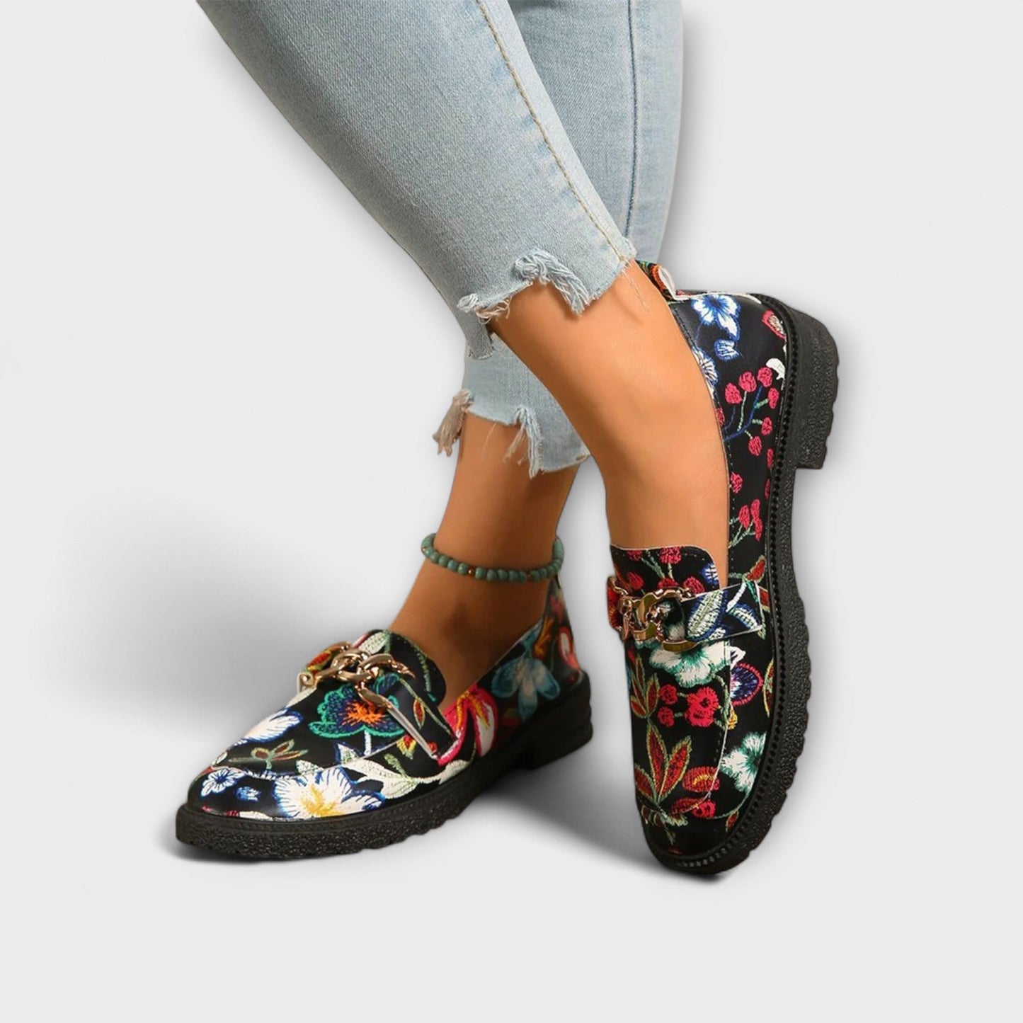 Noelia™ | Mocassins Multicolores avec Motif Floral