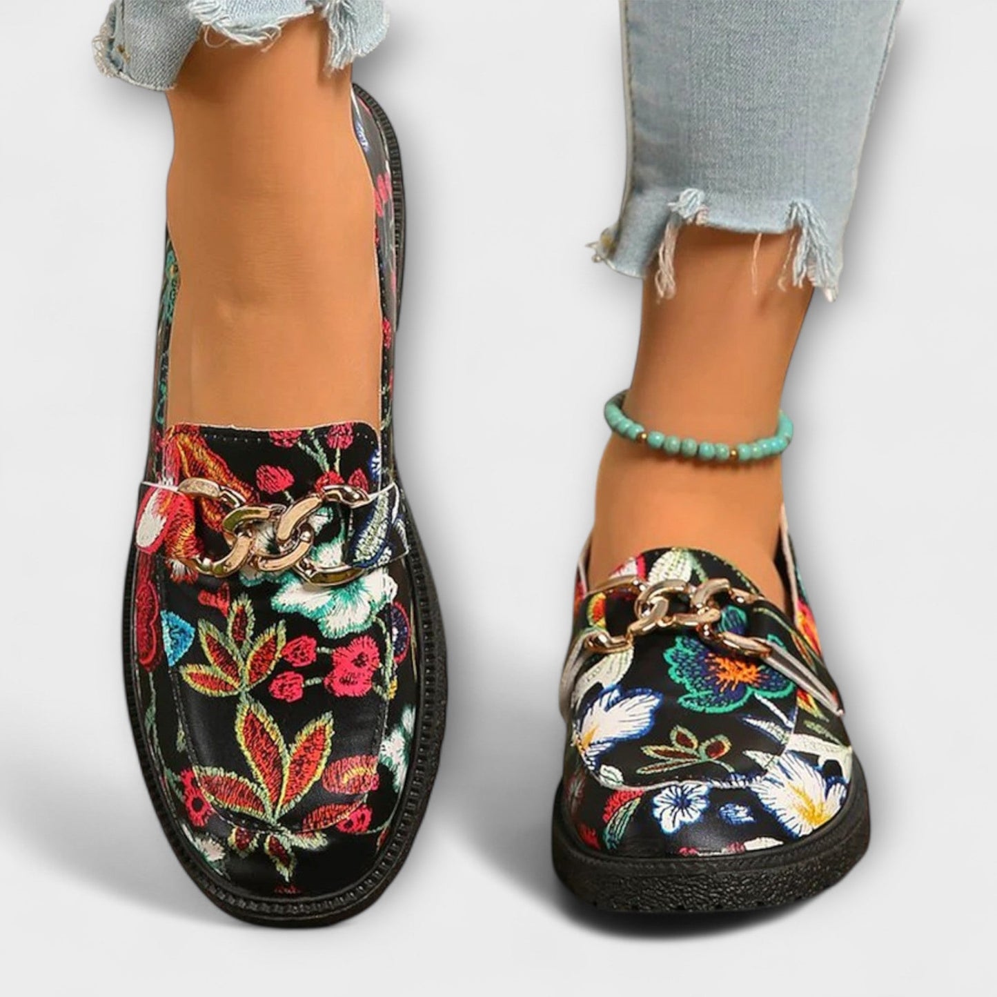 Noelia™ | Mocassins Multicolores avec Motif Floral