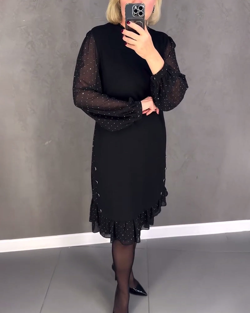 Gisèle™ | Robe élégante à manches longues et à pois