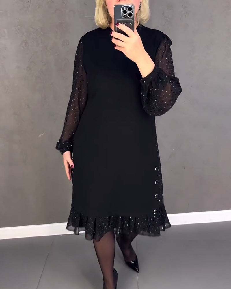 Gisèle™ | Robe élégante à manches longues et à pois