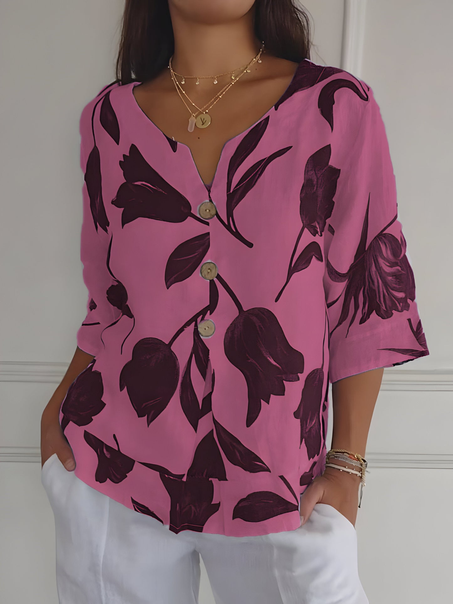 Léana™ | Blouse De Printemps à col en V