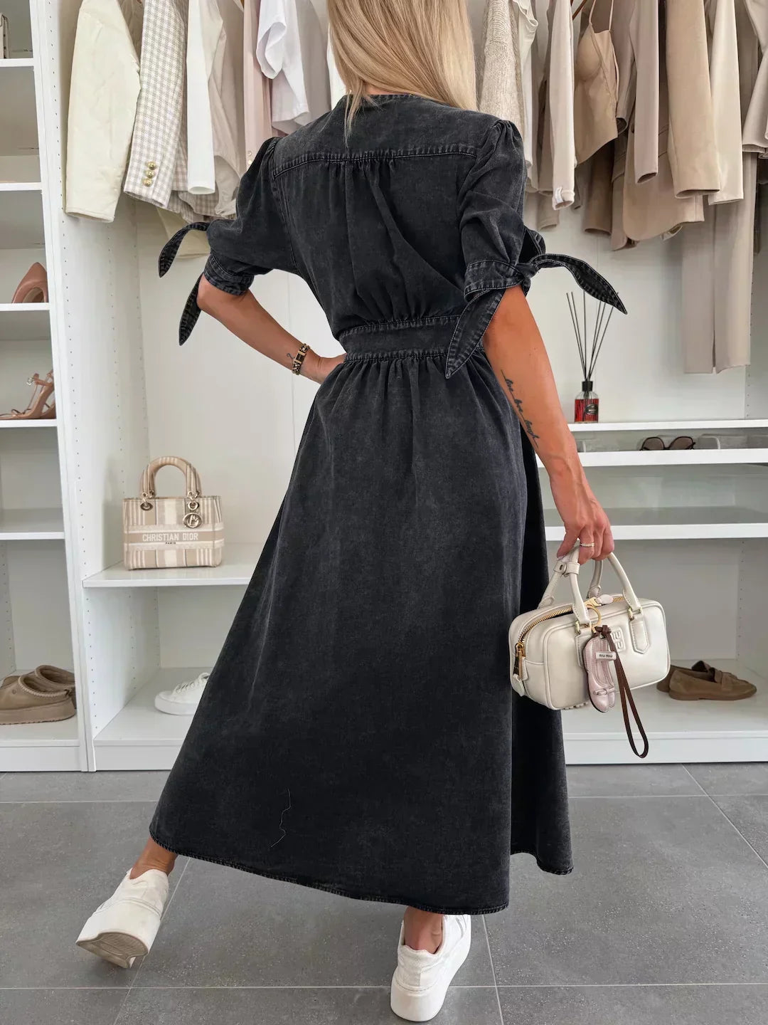 Amélie™ | Robe en coton denim scintillante