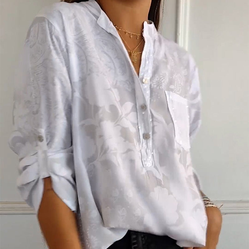 Carla™ | Blouse Imprimée à Manches Roulables