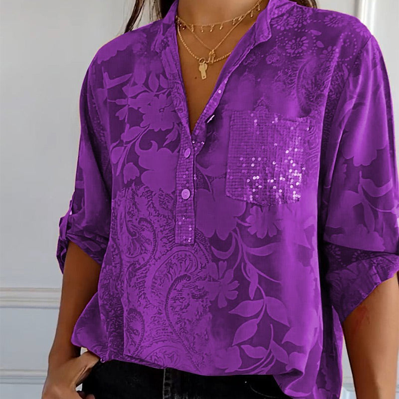 Carla™ | Blouse Imprimée à Manches Roulables