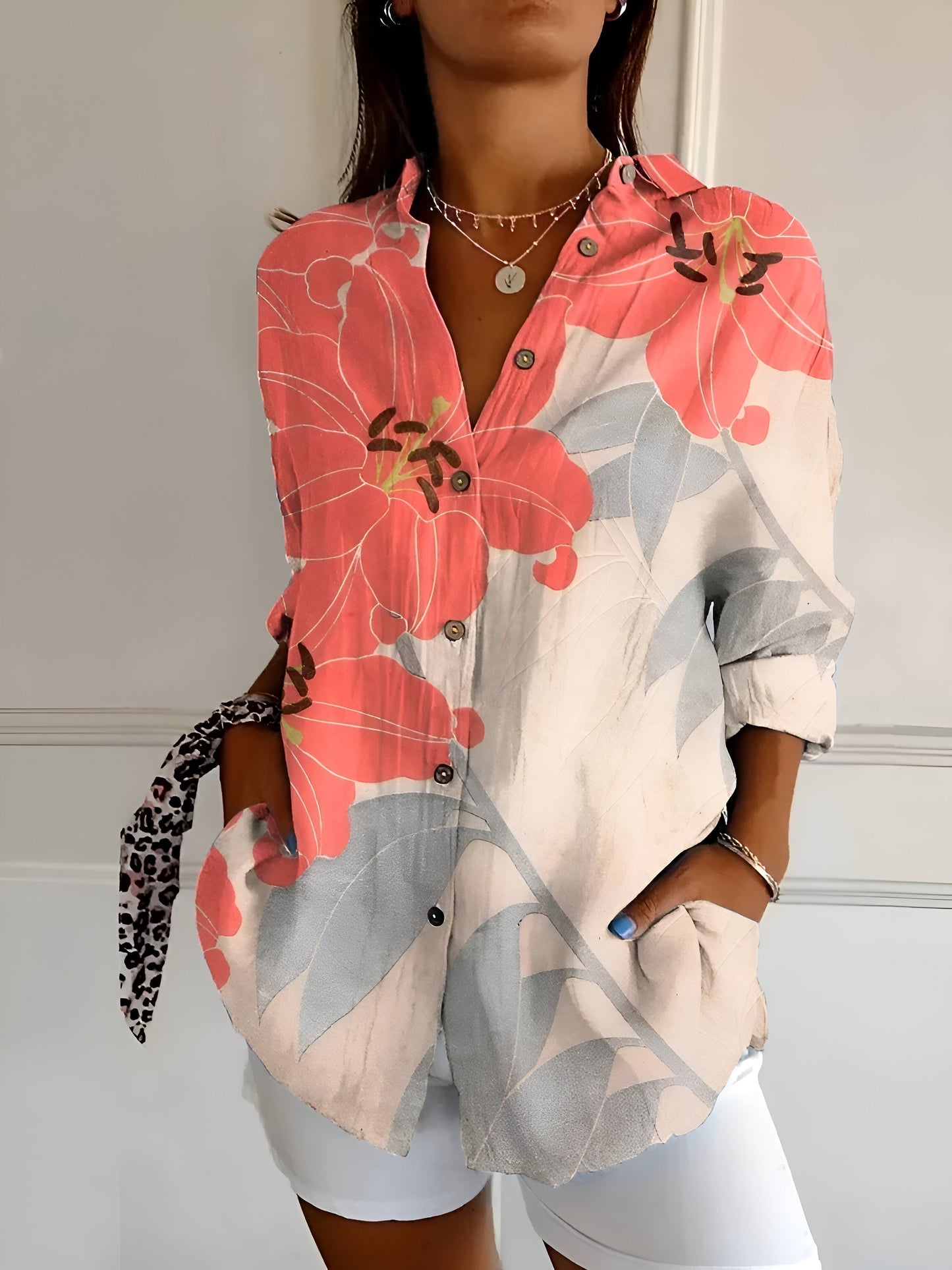 Malou™ | Blouse à fleurs avec Boutons