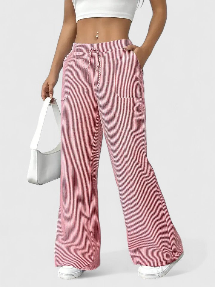 Nicole™ | Pantalon large rayé