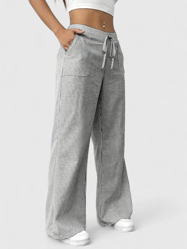 Nicole™ | Pantalon large rayé