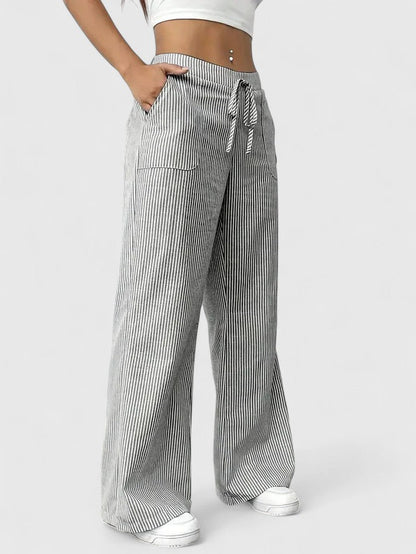 Nicole™ | Pantalon large rayé